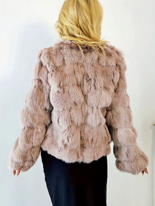 Μακριά Γυναικεία Γούνα Dusty Pink