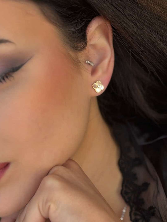 Lysea Women's Earrings Flowers Mother-of-Pearl 925 Silver Gold Zirconia