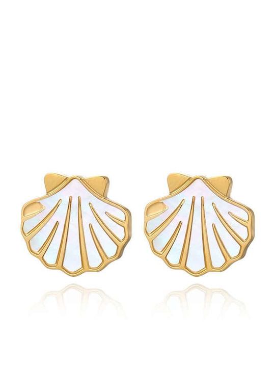 Lysea Women's Earrings Golden Shell Steel Gold Zircon
