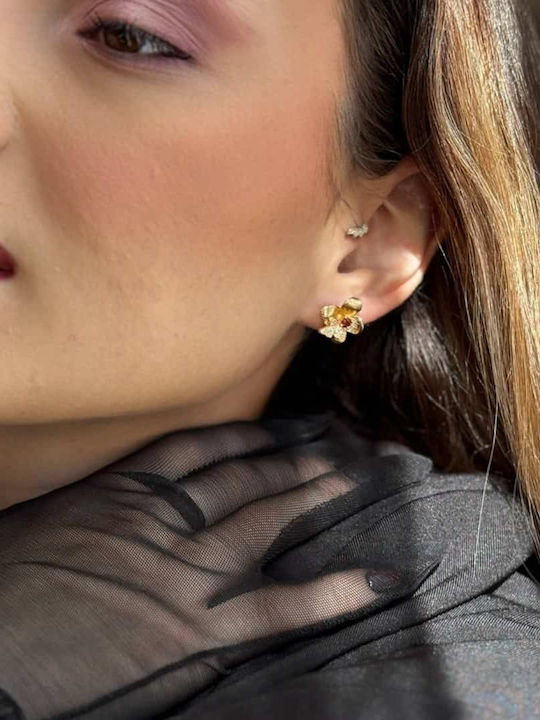 Lysea Women's Luxora Garnet Blossom Earrings 925 Silver Gold Plated