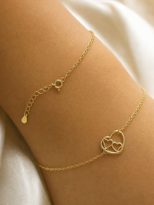 Lysea Women's Silver Gold-Plated Chain Bracelet with Heart Design Lysea Women's Silver Gold-Plated Chain Bracelet with Heart Design