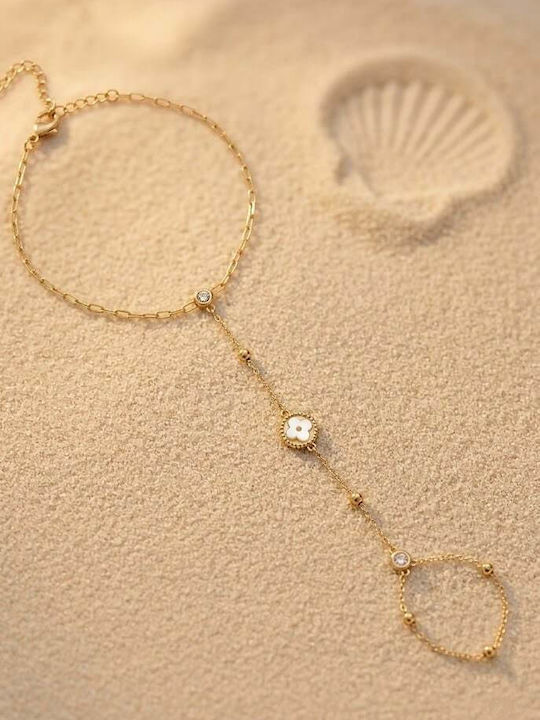 Lysea Women's Chain Bracelet in Leather with Zircon
