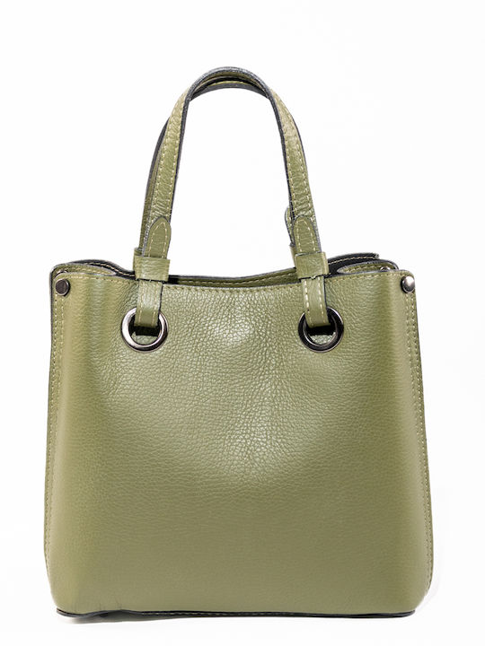 Damen Tote Bag aus Leder in Olivgrün