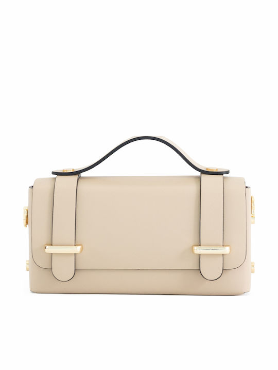 Damen-Ledertasche mit Klappe in Olivgrün
