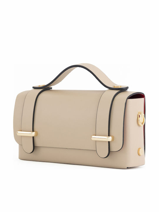 Damen-Ledertasche mit Klappe in Olivgrün