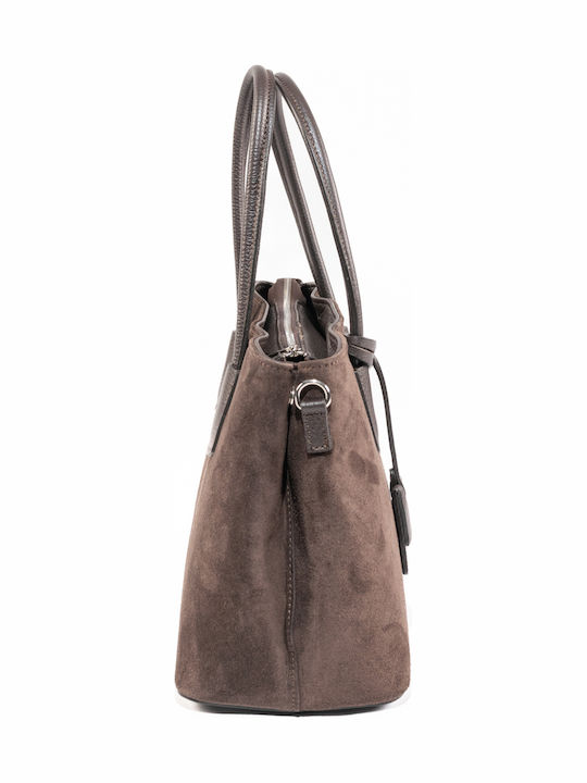 Grey Leather Women's Shoulder Bag