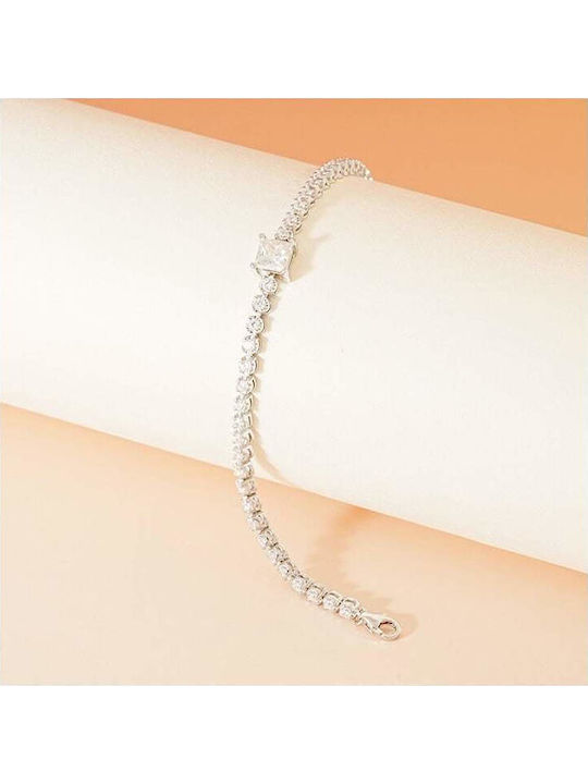 Lysea Women's Silver Chain Bracelet with Heart Design 16cm