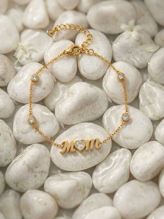 Lysea Women's Chain Bracelet with Mum Design in Gold-Plated Steel with Zircon Lysea Women's Chain Bracelet with Mum Design in Gold-Plated Steel with Zircon
