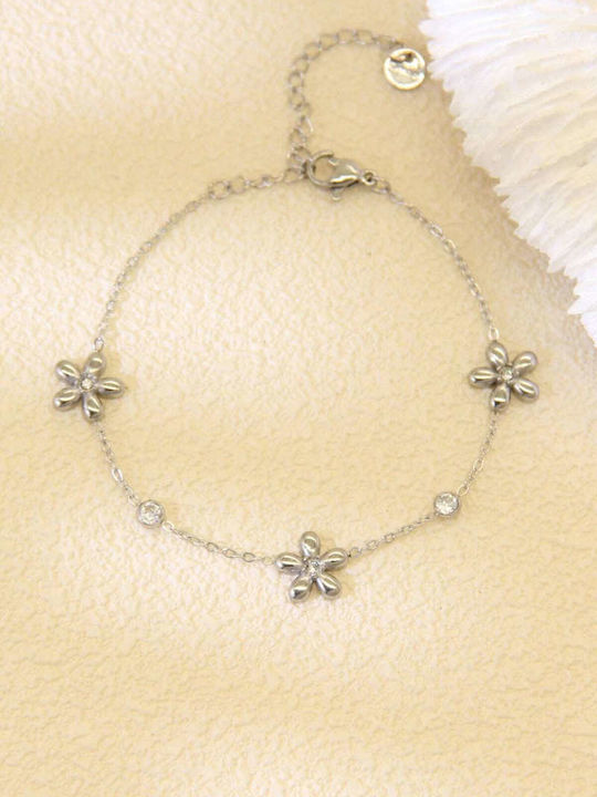Lysea Women's Chain Bracelet with Flower Design in Leather