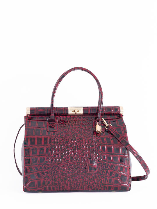 Burgunderrote Damen-Schultertasche aus Leder