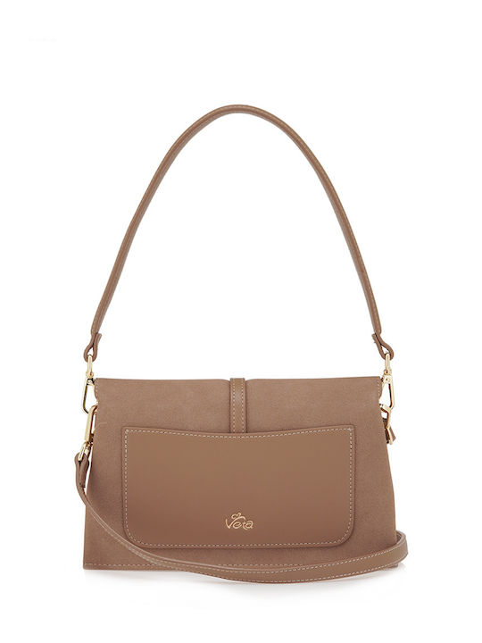 Damen-Schultertasche aus beigem Wildleder