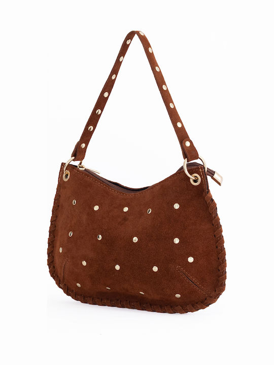 Burgunderrote Damen-Schultertasche aus Leder
