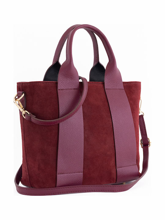 Bordeauxfarbene Damen-Schultertasche aus Leder