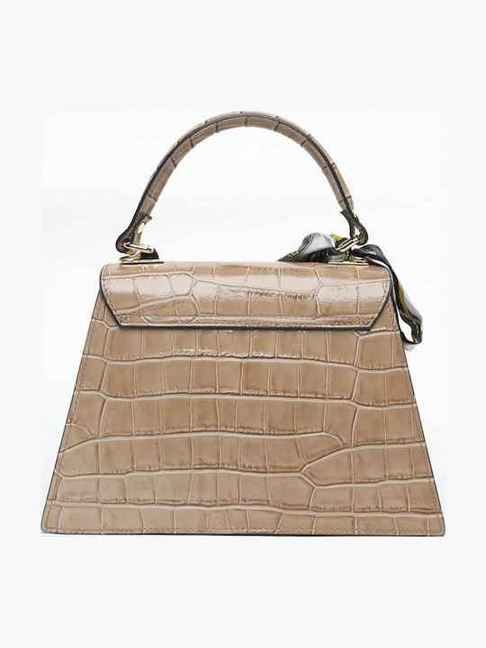 Orangefarbene Damen-Ledertasche zum Umhängen