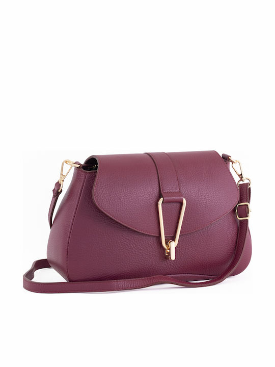 Burgunderrote Damen-Schultertasche aus Leder