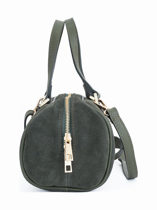 Olivgrüne Damen-Schultertasche aus Leder