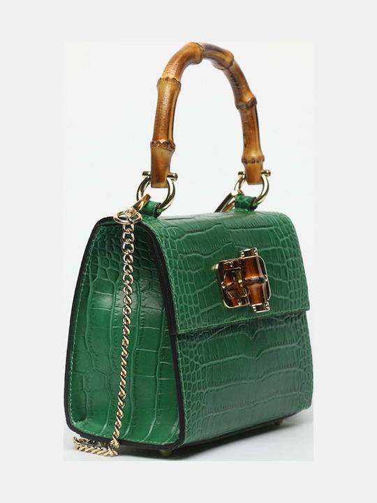Grüne Damen-Ledertasche mit Klappe