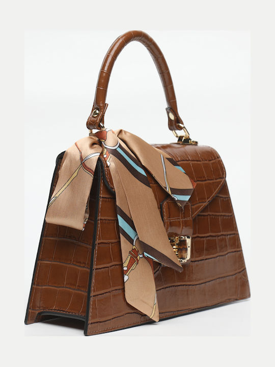 Orangefarbene Damen-Ledertasche zum Umhängen