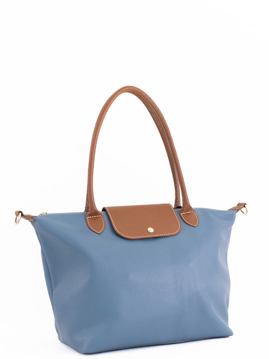 Light Blue Leather Women's Shoulder Bag