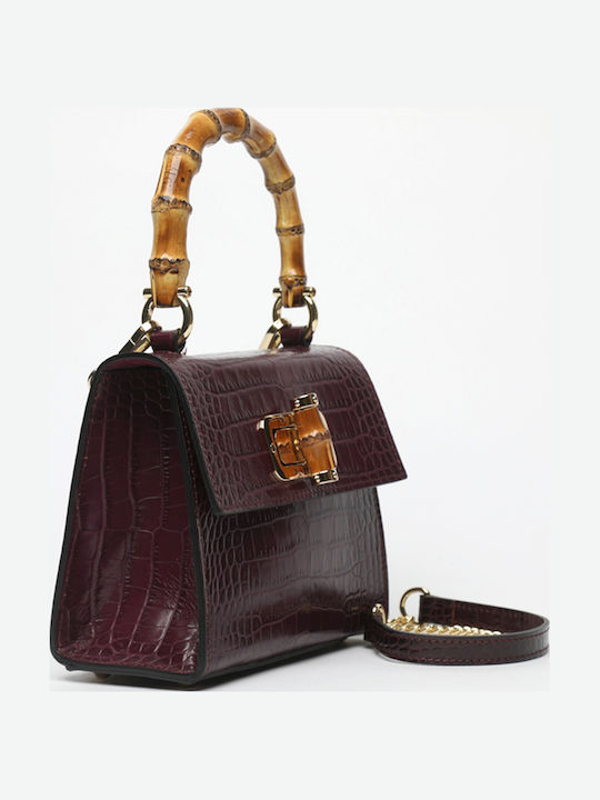 Gelbe Damen-Flap-Handtasche aus Leder