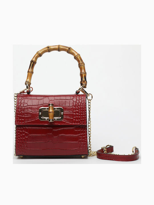 Gelbe Damen-Flap-Handtasche aus Leder