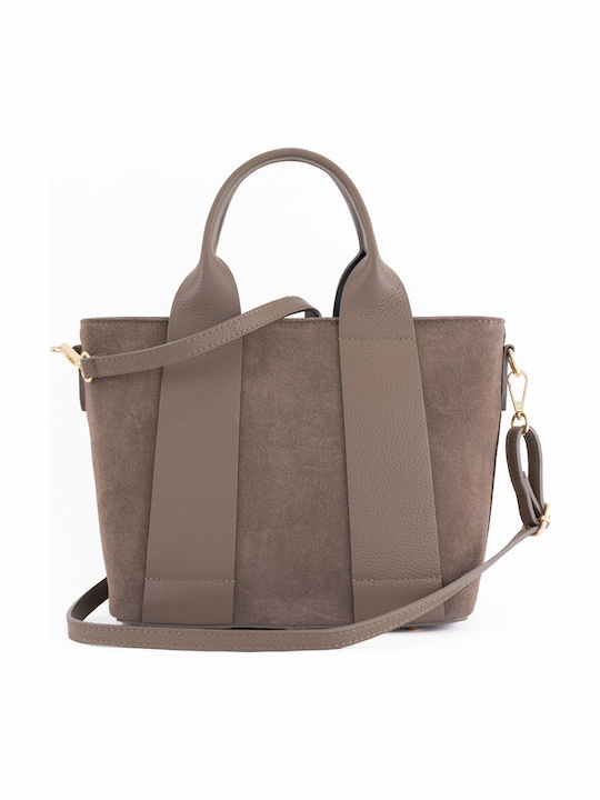Damen-Schultertasche aus Leder in Olivgrün