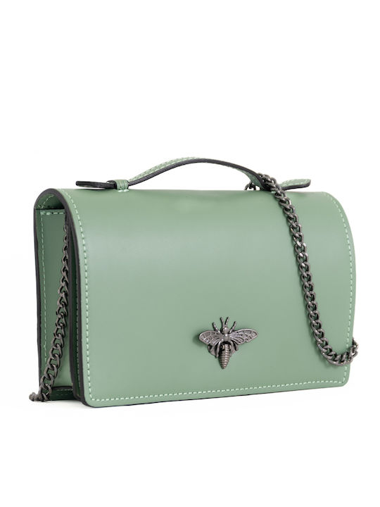 Gelbe Damen-Flap-Tasche aus Leder