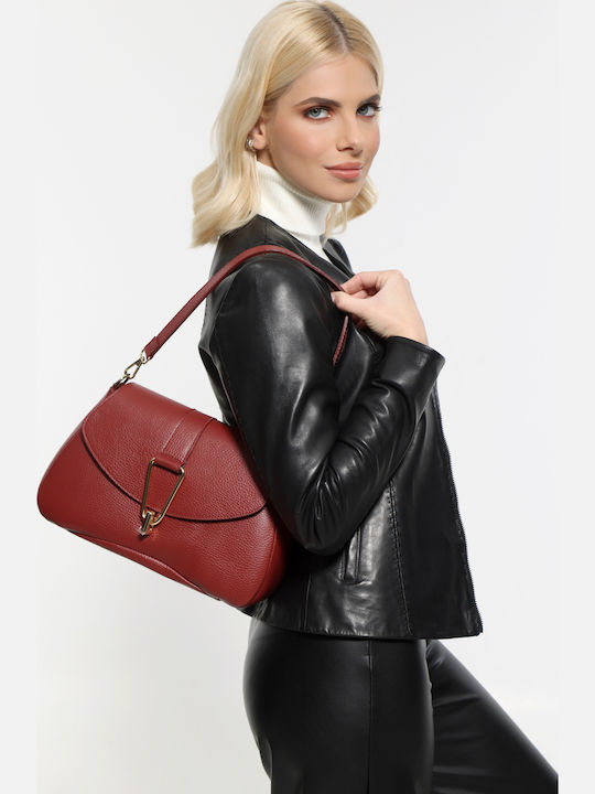 Olivgrüne Damen-Schultertasche aus Leder
