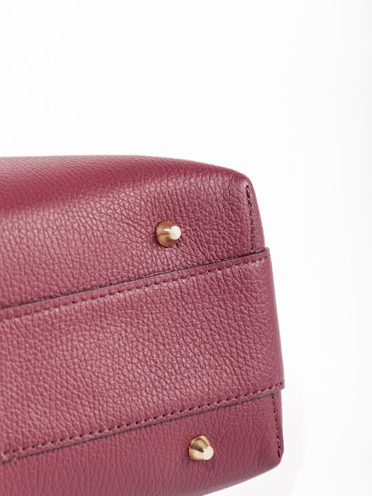 Bordeauxfarbene Damen-Schultertasche aus Leder