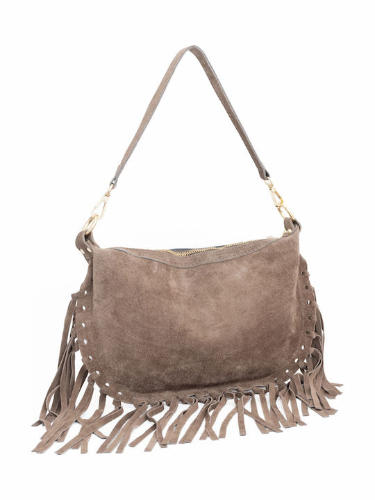 Women's Leather Shoulder Bag Navy Blue