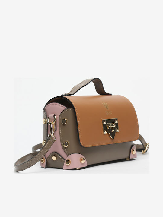 Beige Leather Women's Shoulder Bag