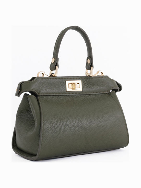 Khaki Leather Women's Shoulder Bag