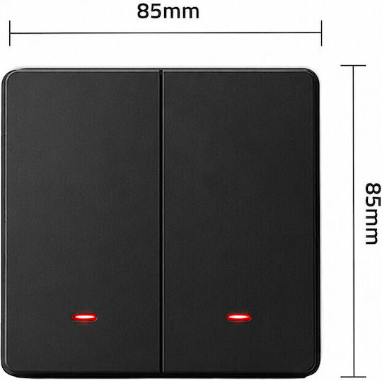 Qoltec Wall-Mounted Double Wi-Fi Wall Switch with Frame Black