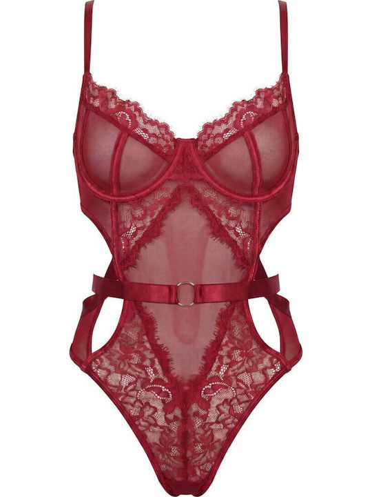 Burgundy Lace Bodysuit Spalexline Sx1013