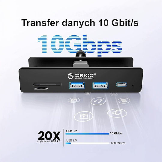 Orico 10-Port Hub with USB-C / USB-A Connection
