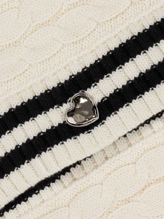 Kurze Damenstrickjacke, Gestrickt, mit Knöpfen, Weiß