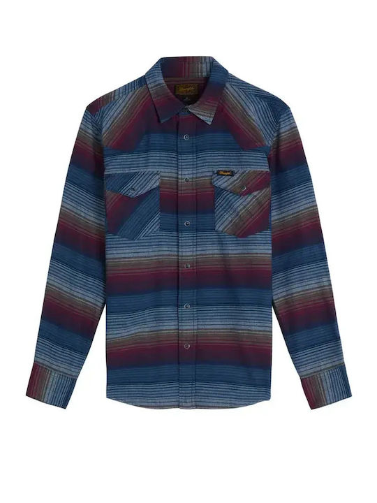 Western Langärmliges Karobaumwollhemd Dark Americana