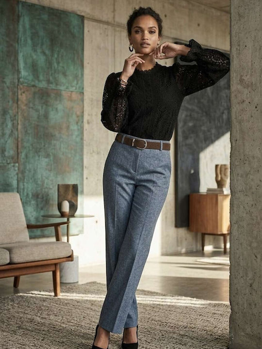 Women's Fabric Trousers in Slim Fit Grey