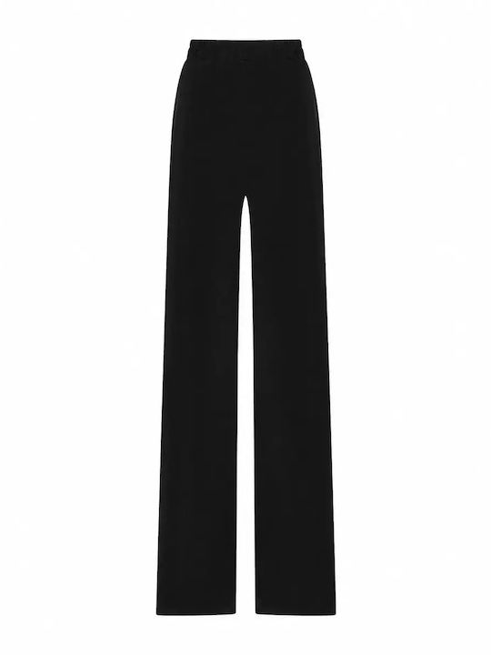 Women's High-Rise Fabric Trousers with Elastic Waist in a Loose Fit Black Women's High-Rise Fabric Trousers with Elastic Waist in a Loose Fit Black