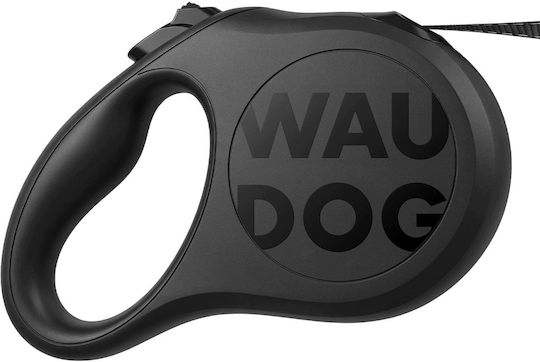 WauDog Ausziehbare Hundeleine/Hundeführleine aus schwarzem Gurtband 5 m bis 50 kg