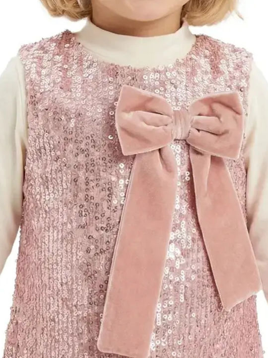 Joyce Girls’ Sleeveless Dress with Pink Sequins