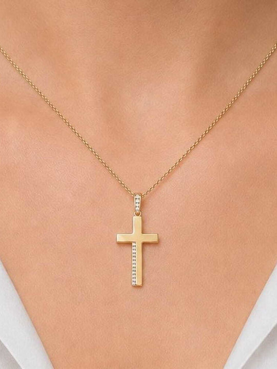 Eforo Damen-Goldkreuz 14 Karat ohne Kette