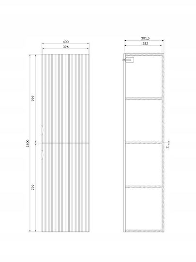 Cersanit Bad-Hochschrank, bodenstehend, L160 × T40 × H30 cm, Schwarz