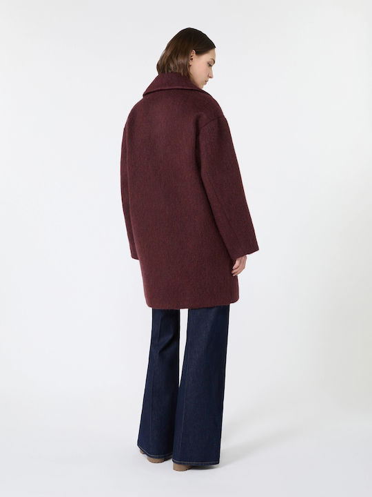 Wool Women's Coat Burgundy