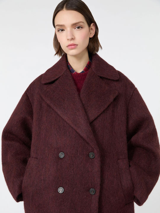 Wool Women's Coat Burgundy