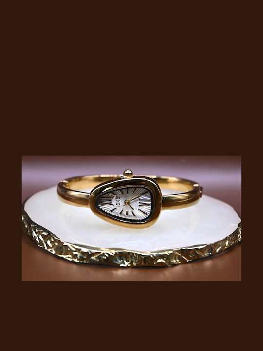 Damen-Quarzuhr mit goldenem Edelstahlarmband