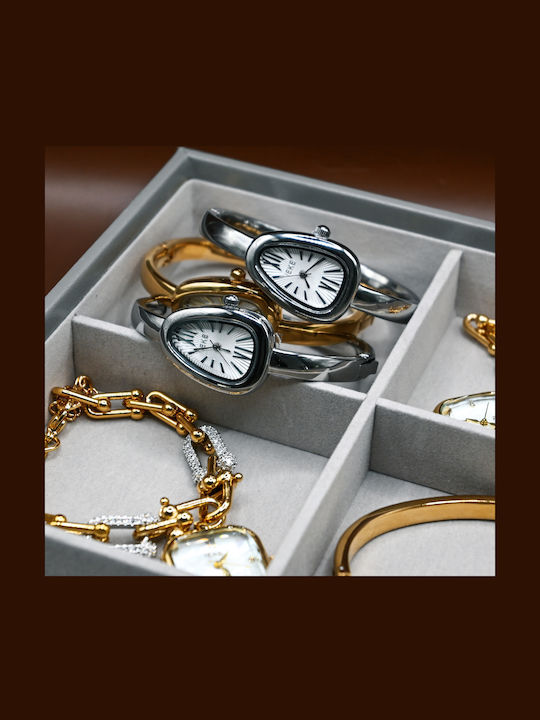 Women's Battery-Powered Watch with Silver Stainless Steel Bracelet