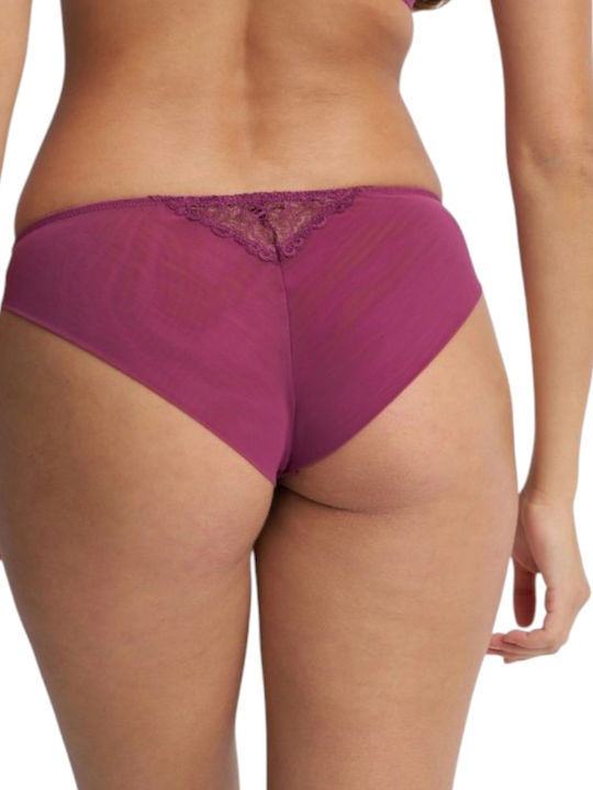 Damen-Brazil-Slip mit Spitze in Himbeerrot
