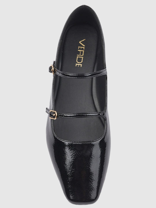Damen-Ballerinas mit Riemchen Schwarz