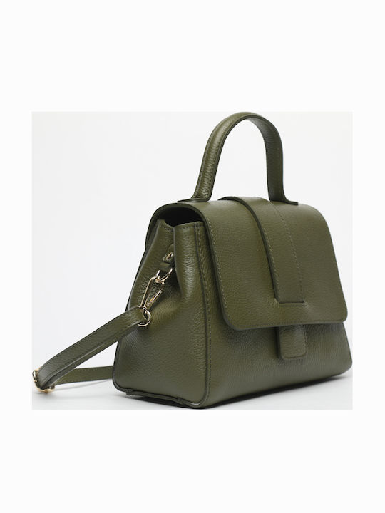 Khaki Leather Women's Shoulder Bag